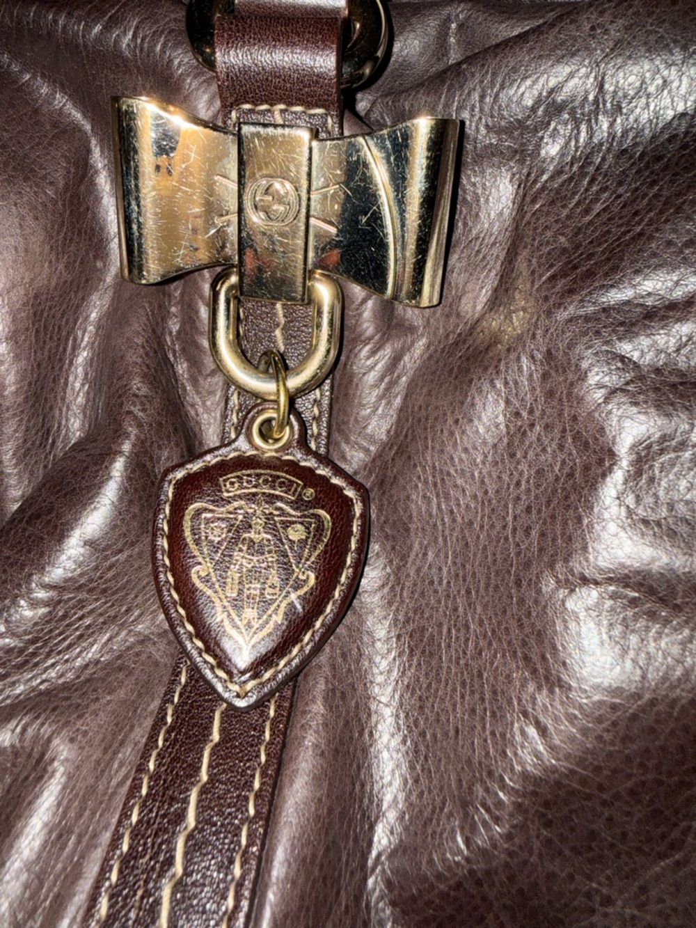 Gucci Dark Brown Leather Satchel with Gold Hardware - Picture 4 of 6